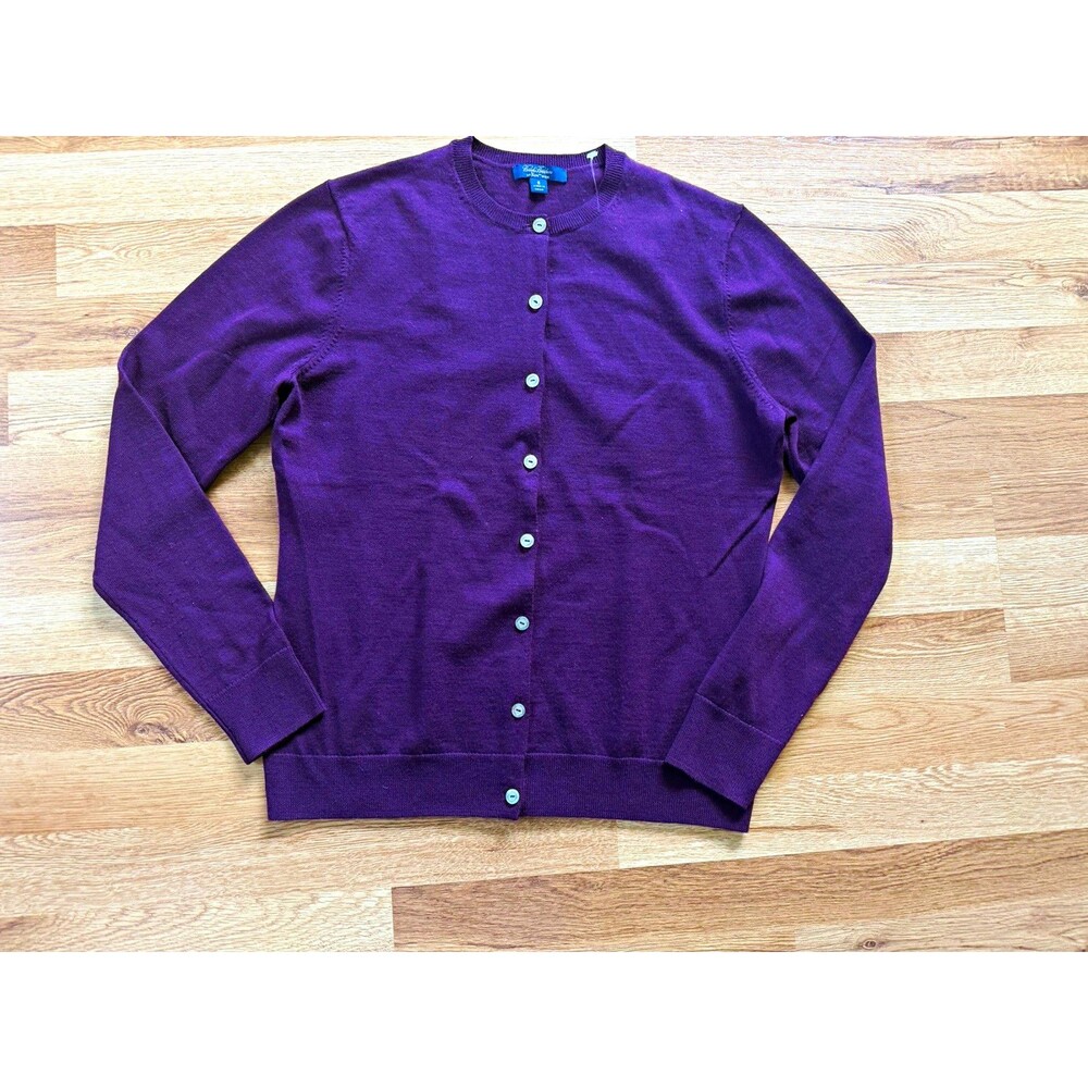 Brooks Brothers Men’s Sweater S Purple Wool Knit Button Cardigan Crewneck
